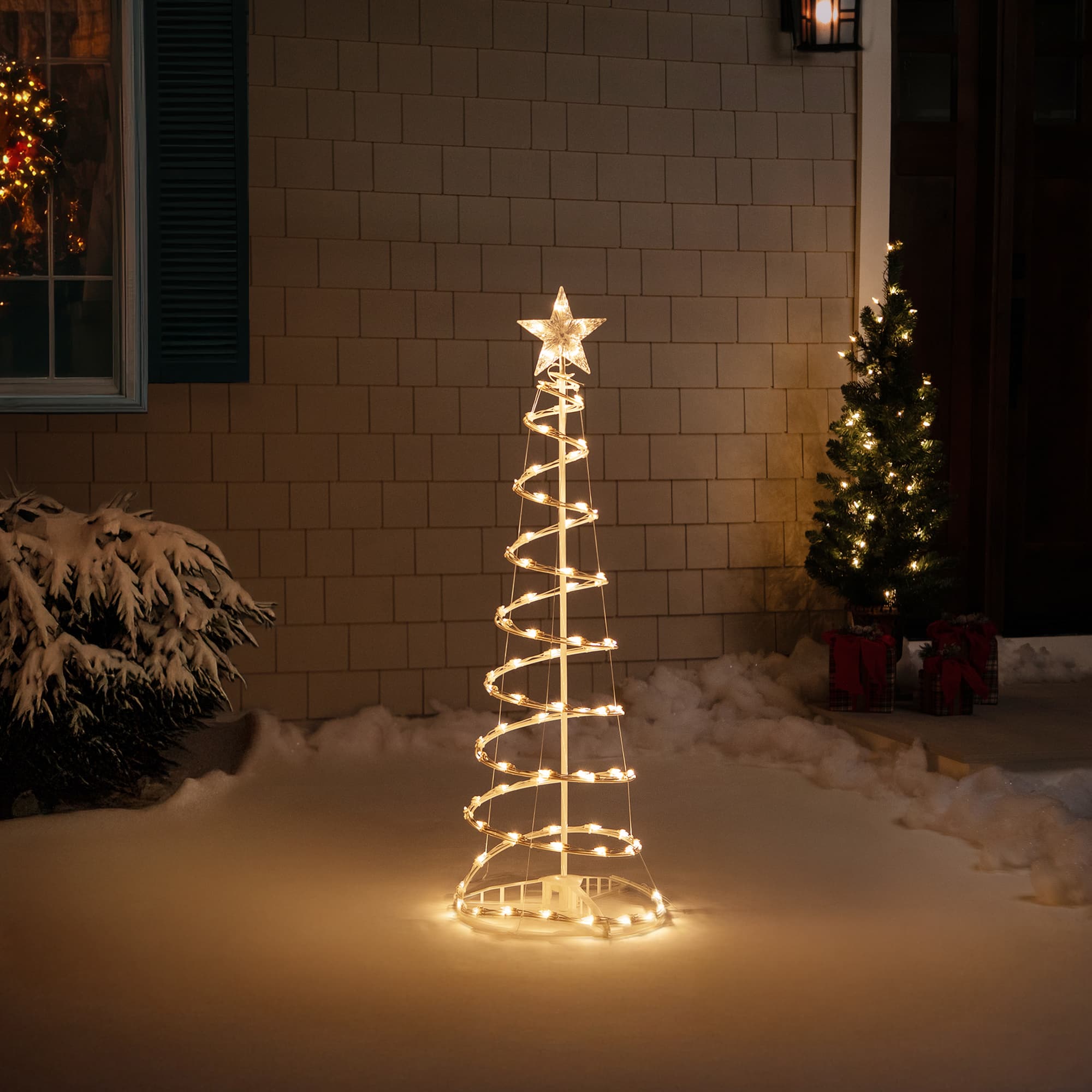 48" x 16" Lighted Spiral Outdoor Christmas Tree with Star